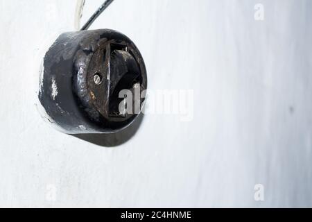 Old electrical wall switch, retro Stock Photo