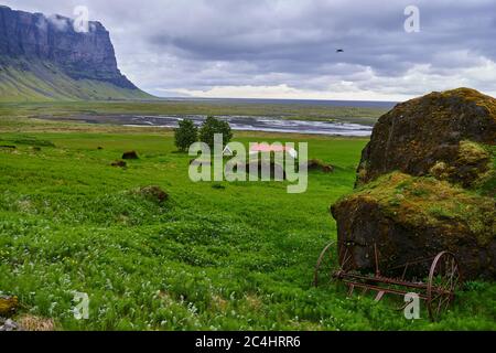 Nupsstadur, picturesque old farm in South-East Iceland Stock Photo