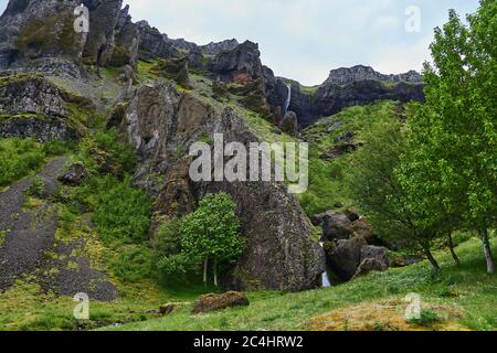 Nupsstadur, picturesque old farm in South-East Iceland Stock Photo