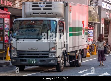 7-eleven convenience delivery truck in Shinjuku, Tokyo, Japan Stock Photo