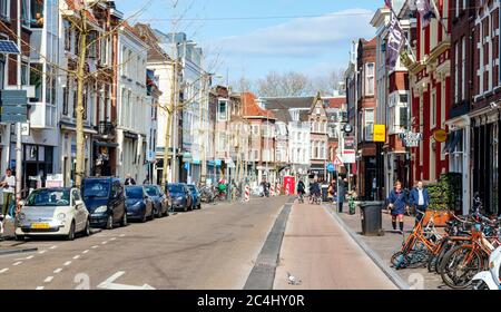 View of the Voorstraat on a sunny afternoon. The Voorstraat is part of the Utrecht city center. The Netherlands. Stock Photo