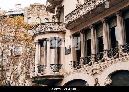 The house of Llieo i Morera is a six-story residential building in Barcelona, a masterpiece of Catalan modernism, one of the most significant works of Stock Photo