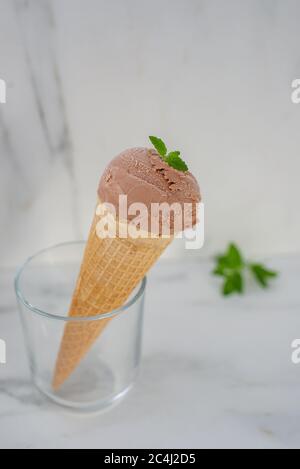 home made chocolate mint ice cream Stock Photo