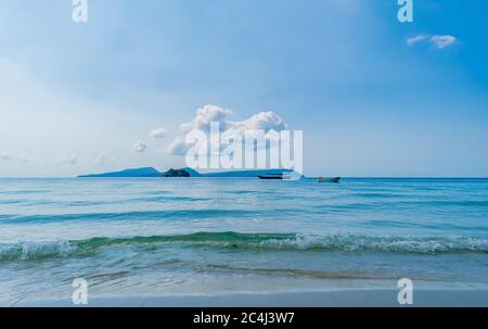 Long Set Beach, Koh Rong, Cambodia- Feb, 2020 : a sunny day in Long Set Beach, Koh Rong, Cambodia Stock Photo