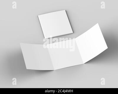 Open tri-folded leaflet in square format Stock Photo