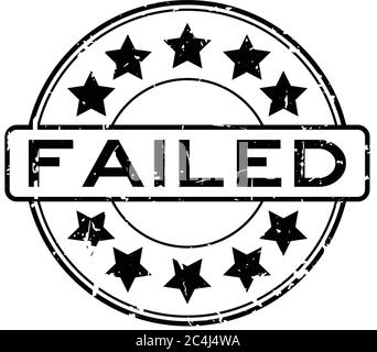 Grunge black fail wording with star icon round rubber seal stamp on white background Stock Vector