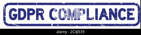 Grunge blue GDPR (General Data Protection Regulation) compliance square rubber seal stamp Stock Vector