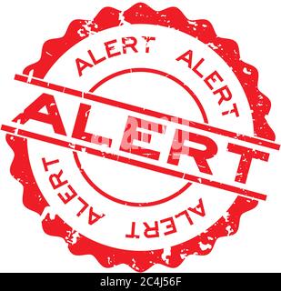 Grunge red alert word round rubber seal stamp on white