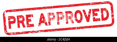Grunge red pre approved wording square rubber seal stamp on white background Stock Vector