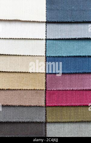 multi color fabric texture samples Stock Photo