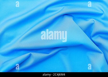 Blue fabric cloth, polyester texture, sport wear background Stock Photo