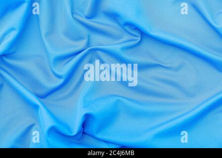 Blue fabric cloth, polyester texture, sport wear background Stock Photo