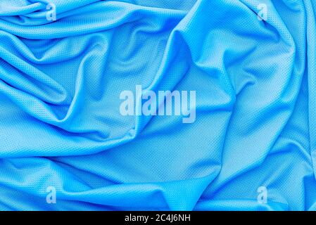 Blue fabric cloth, polyester texture, sport wear background Stock Photo
