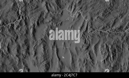 Chiang Rai, province of Thailand. Grayscale elevation map with lakes ...