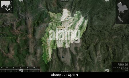 Area of Chiang Rai, province of Thailand, isolated on a solid ...