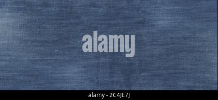 Old used blue denim texture close up banner Stock Photo