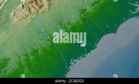 Physical Map Of South Carolina Stock Photo Alamy South Carolina State Of United States Colored Shader Data With Lakes And Rivers Shape Outlined Against Its Country Area 3d Rendering 2c4jgg3 