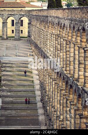 Detail of the Roman aqueduct. UNESCO World Heritage Site. Segovia. Castile and Leon. Spain. Stock Photo