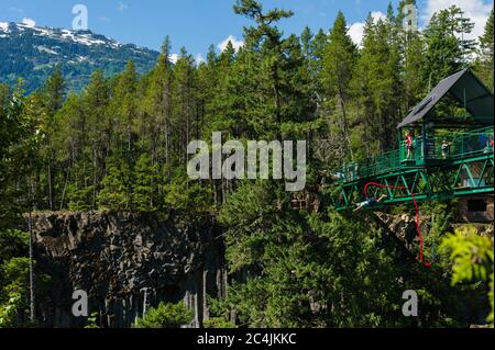 Whistler, BC, Canada: Bungee jumping at Whistler Bungee - Stock Photo Stock Photo