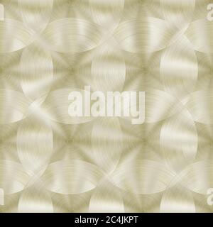 Abstract shiny metal seamless pattern with circular brushed texture in golden colors Stock Vector