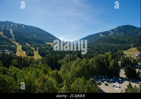 Whistler, BC, Canada: Day lots and mountain scenery – Stock Photo Stock Photo