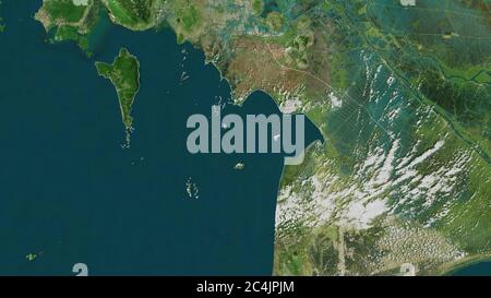 Kiên Giang, province of Vietnam. Satellite imagery. Shape outlined against its country area. 3D rendering Stock Photo