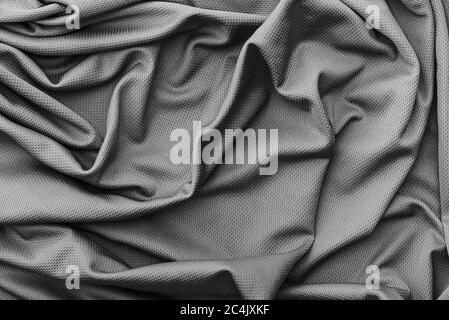 Polyester wrinkle black fabric texture Stock Photo
