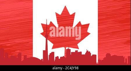 Happy Canada Day poster. Vector illustration greeting card. Canada Maple leaves on white background. red paper cut canada maple leaf. 1st of July cele Stock Vector