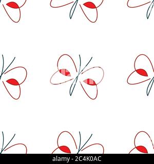 Seamless pattern with red butterfly Stock Vector