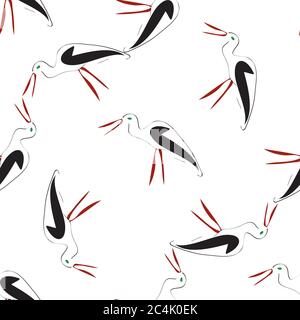 seamless pattern with white stork Stock Vector