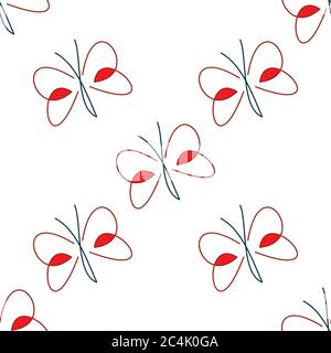 Seamless pattern with red butterfly Stock Vector
