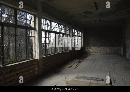 A spooky and abandoned hotel in Prodromos Cyprus. Stock Photo