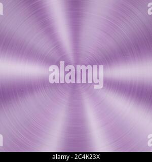 Abstract shiny metal background with circular brushed texture in purple color Stock Vector