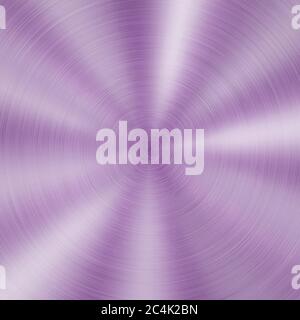 Abstract shiny metal background with circular brushed texture in purple color Stock Vector