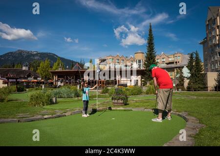 Whistler, BC, Canada: Upper Village Adventure Zone mini golf – Stock Photo Stock Photo