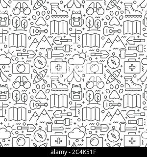 Campimg and hiking seamless pattern. Vector eps 8 Stock Vector