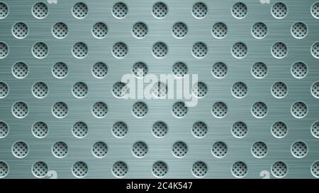 Abstract metal background with round holes in light blue colors Stock Vector