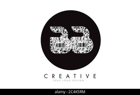 Stylized Sketched BB Letters with white lines pattern design logo. Connections Effect Vector Illustration. Technology Connection Concept. Stock Vector
