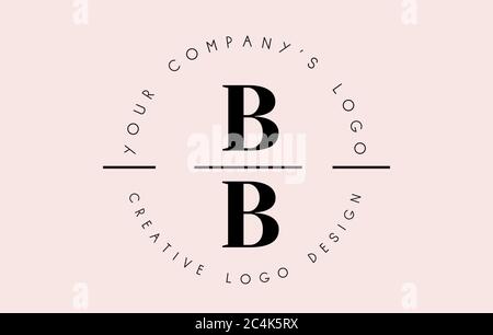 Letters BB B Logo set as a stamp or personal signature. Simple BB Icon with Circular Name Pattern. Creative Vector Illustration with letter B. Stock Vector