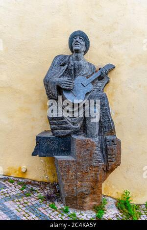 PRAGUE, CZECH REPUBLIC - MAY 26, 2020: Statue of Czech musician Karel Hasler at Old Castle Stairs, Prague Castle, Prague, Czech Republic. Stock Photo