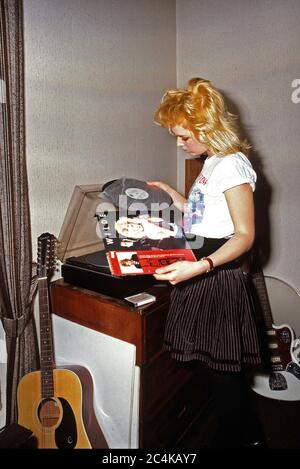 Kim Wilde at RAK recording studios in St John's Wood,London 1984 Stock Photo