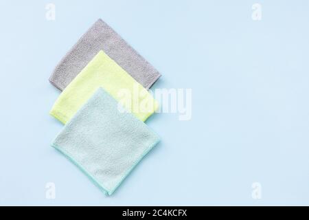 Three new microfiber cloth for cleaning and dusting Stock Photo