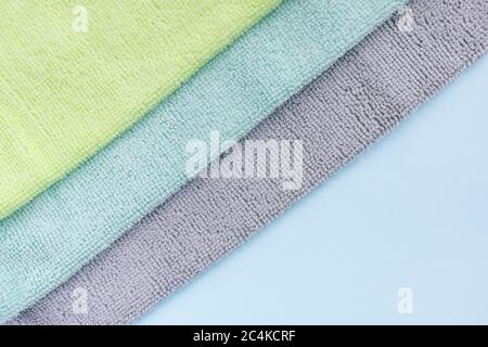 Three new microfiber cloth for cleaning and dusting Stock Photo