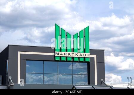 Nurnberg, Germany, July 20,2019: Marktkauf hypermarket. The Marktkauf Holding GmbH is one of the largest German retail companies and part of the Edeka Stock Photo