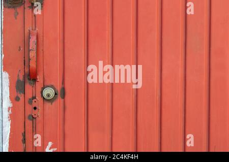 Red rusty metal door, background abstract image Stock Photo