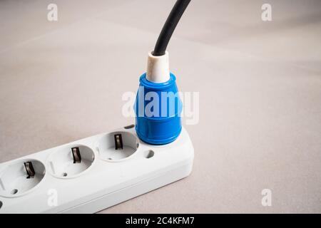 Connected electric power board plug, close up Stock Photo
