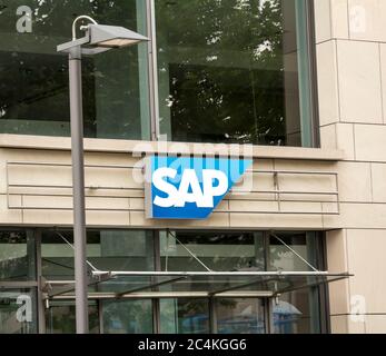 Dresden, Saxony / Germany - July 11, 2019: SAP office in Dresden, Germany - SAP is a German based multinational software corporation Stock Photo