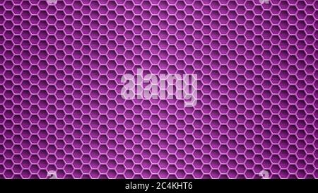 Abstract metal background with hexagonal holes in purple colors Stock Vector