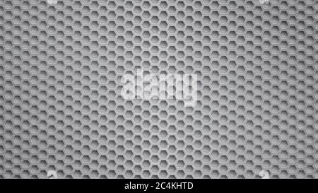 Abstract metal background with hexagonal holes in gray colors Stock Vector