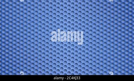 Abstract metal background with hexagonal holes in blue colors Stock Vector